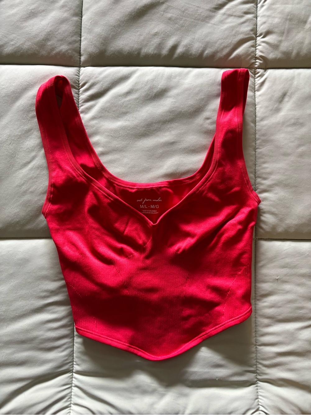 Urban Outfitters Red Scoop Neck Ribbed Tank Crop